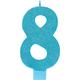 Giant Glitter Caribbean Blue Number 8 Birthday Candle